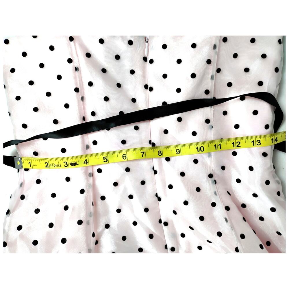 Papell Boutique Womens Pink 50s Boned Strapless Polka Dot Chiffon Dress 8 - Picture 9 of 16